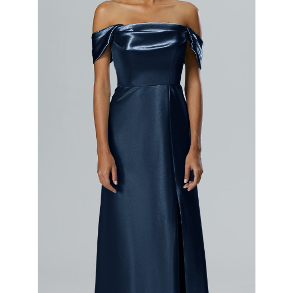 AW BRIDAL SZ 8 M dark navy Laurinda formal satin bridesmaid maxi dress NEW B69